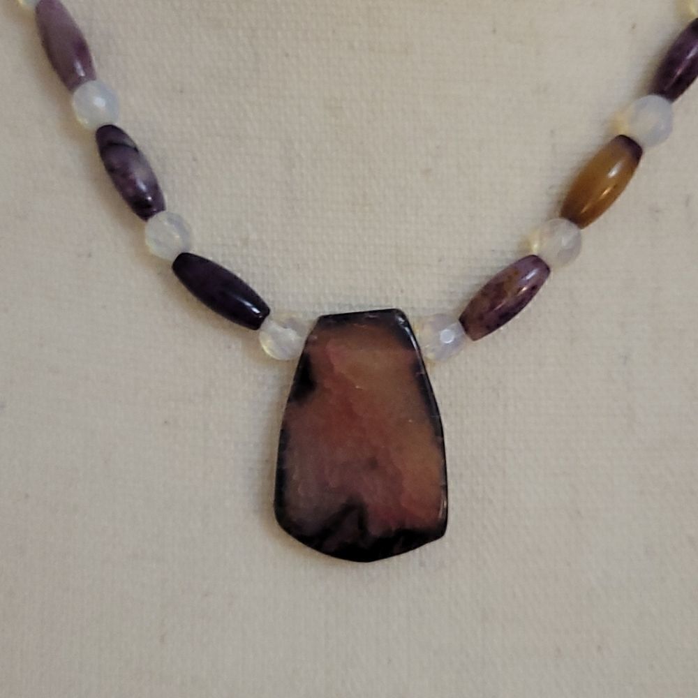 HANDMADE Crazy Lace Agate Opalite Beaded Princess Necklace - Picture 3 of 5